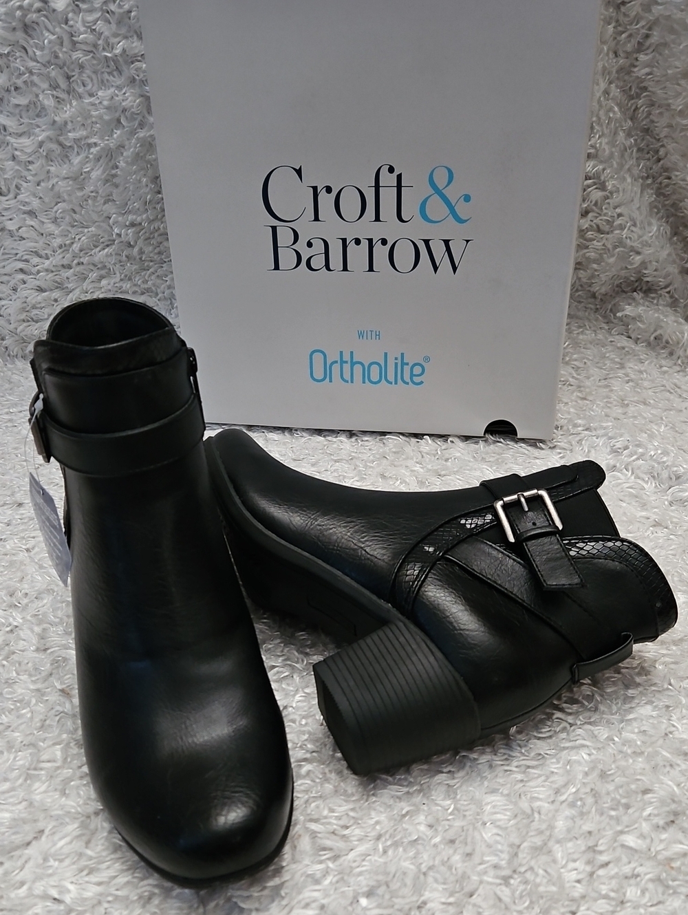 croft & barrow Black Buckle Strap Ankle Booties